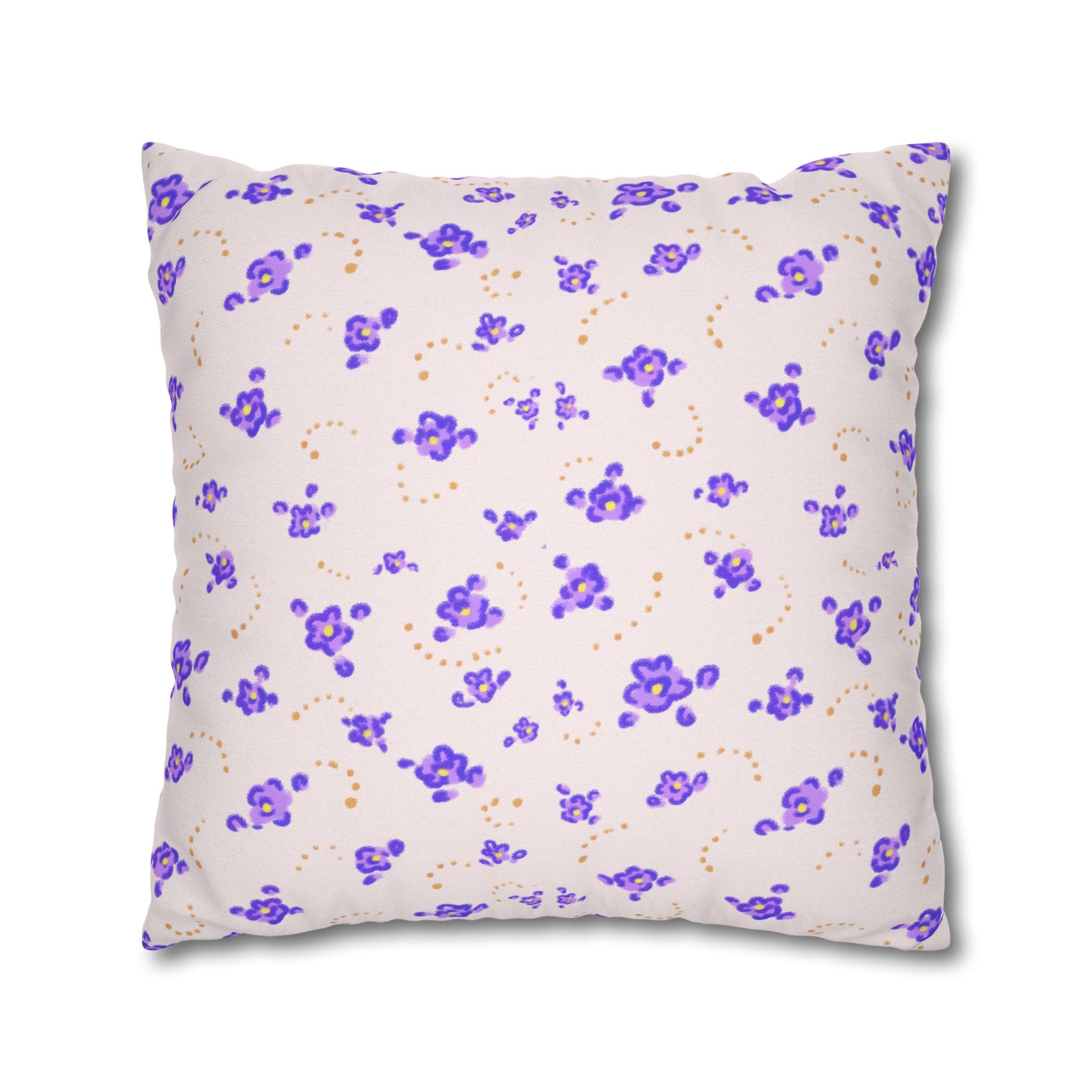 Floral Violet Ditsy Pillowcase - Square Decorative Throw Pillow