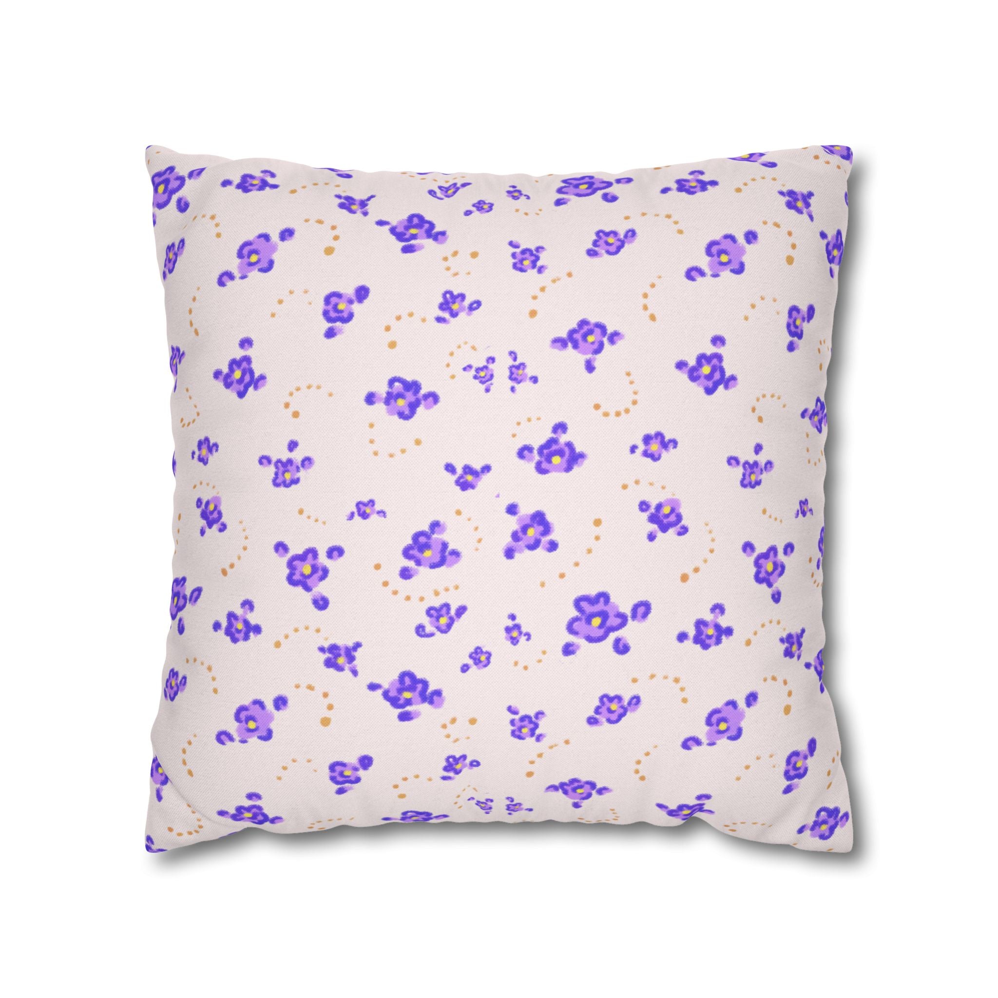 Floral Violet Ditsy Pillowcase - Square Decorative Throw Pillow