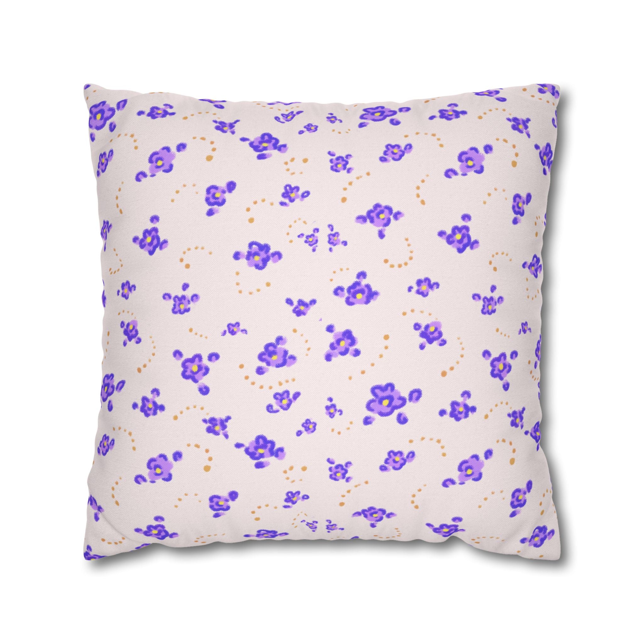 Floral Violet Ditsy Pillowcase - Square Decorative Throw Pillow