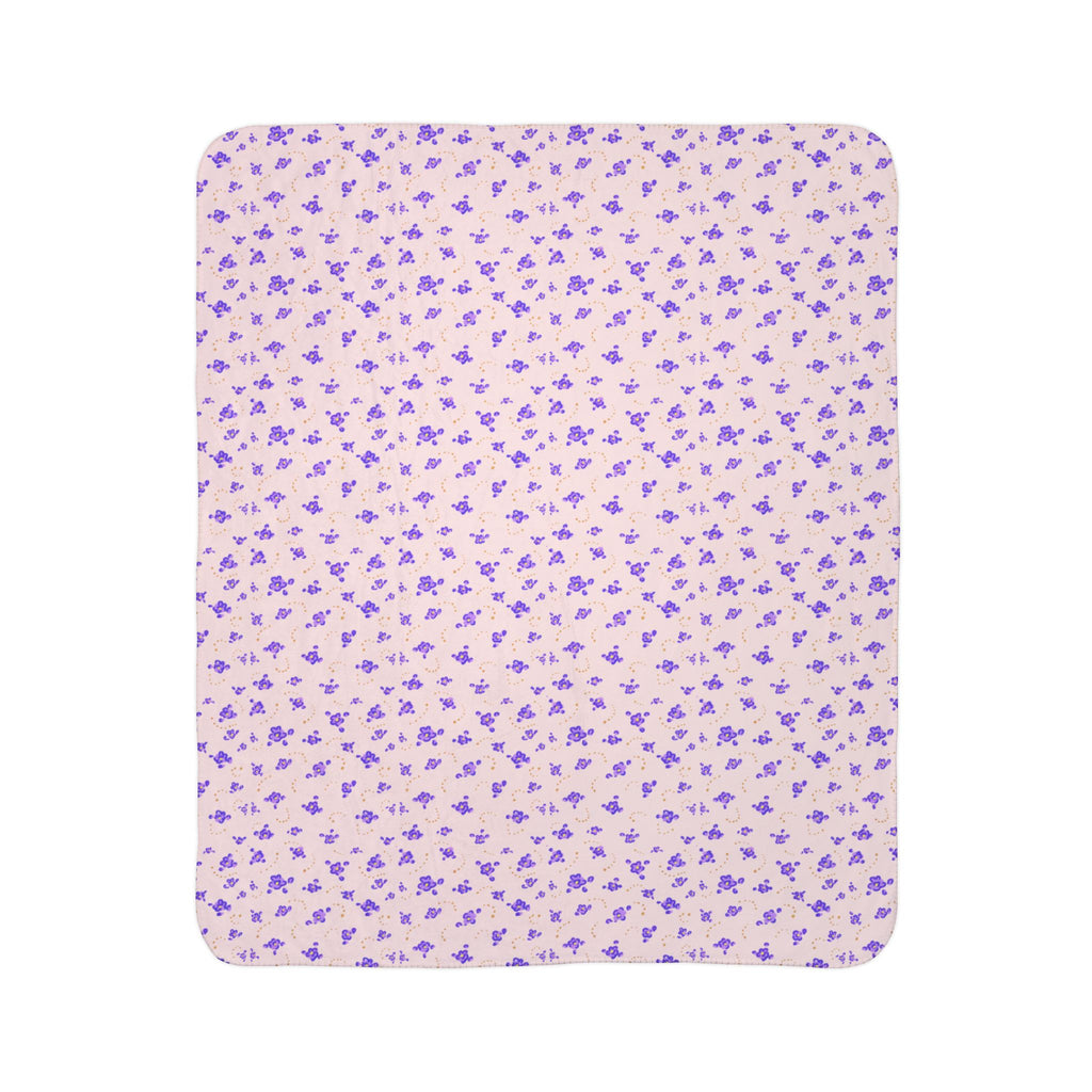 Purple Mini Floral Pattern Fleece Sherpa Blanket | Lavender Ditsy Print