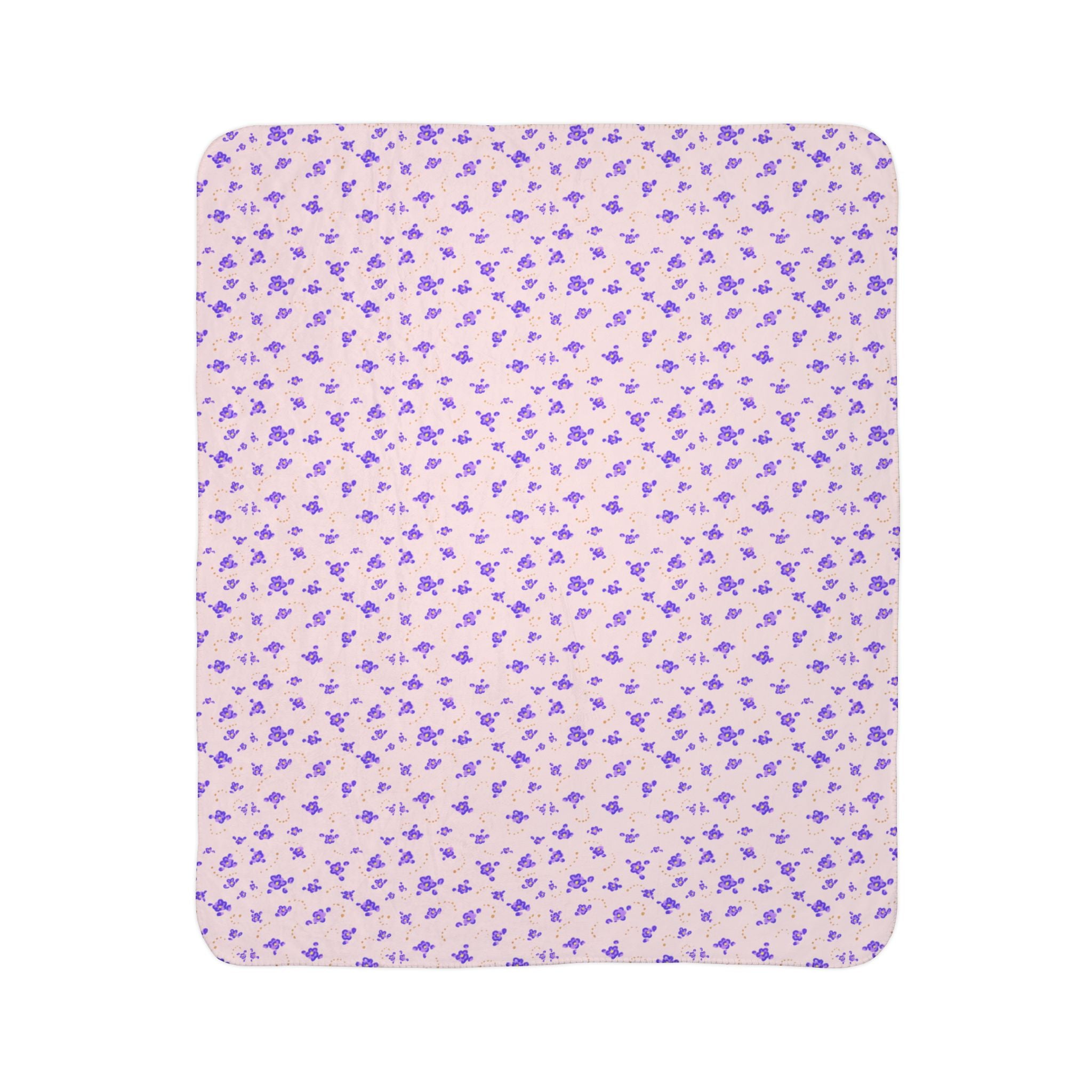Purple Mini Floral Pattern Fleece Sherpa Blanket | Lavender Ditsy Print