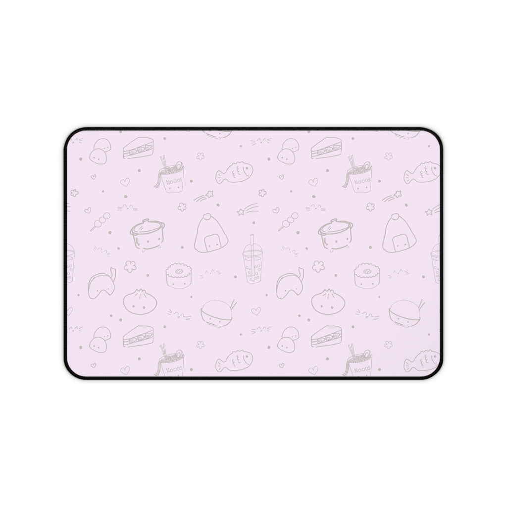 Kawaii Pink Doodle Desk Mat — Cute Food Pattern Mouse Pad