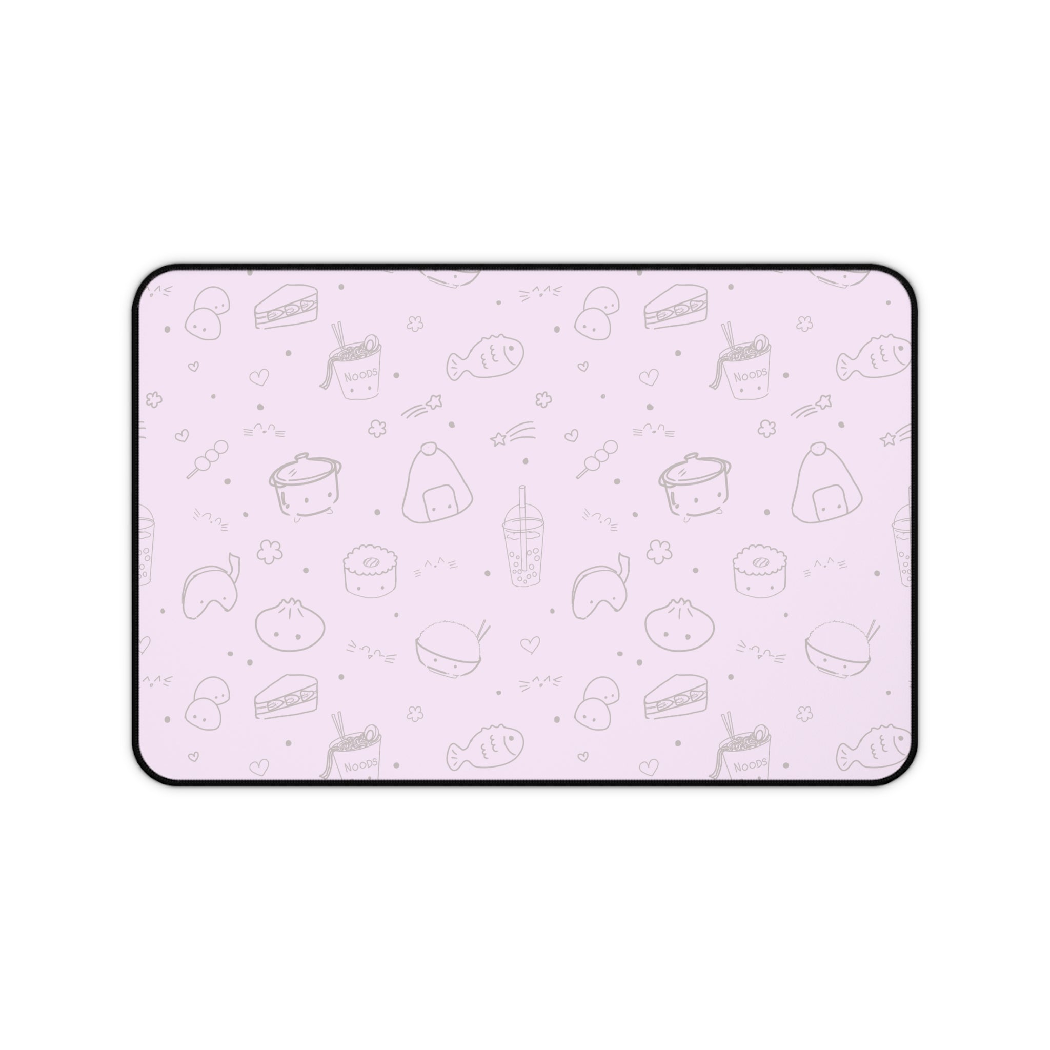 Kawaii Pink Doodle Desk Mat — Cute Food Pattern Mouse Pad