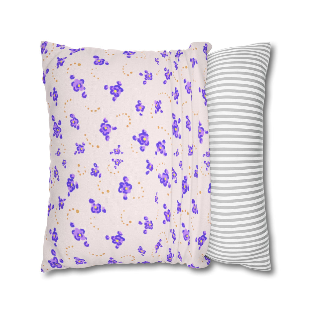Floral Violet Ditsy Pillowcase - Square Decorative Throw Pillow