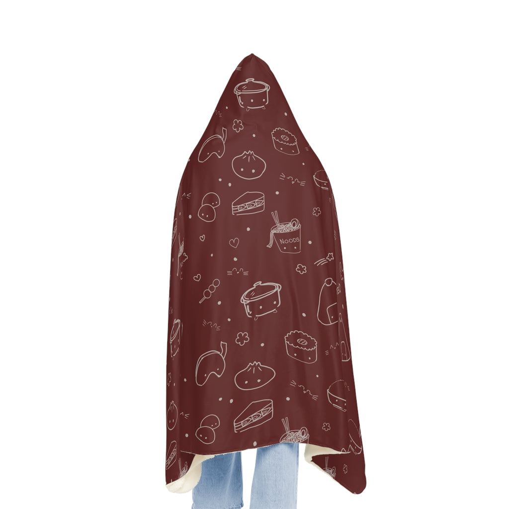 Cozy Hooded Blanket —Kawaii Asian Snacks Pattern Snuggle Blanket