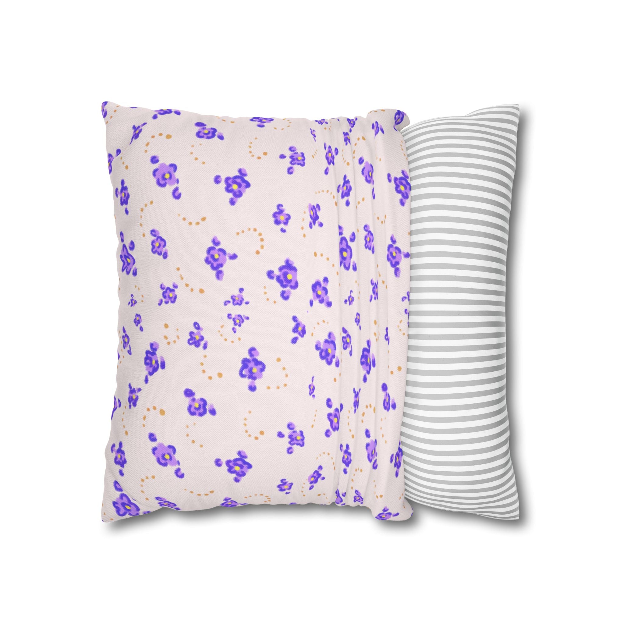Floral Violet Ditsy Pillowcase - Square Decorative Throw Pillow