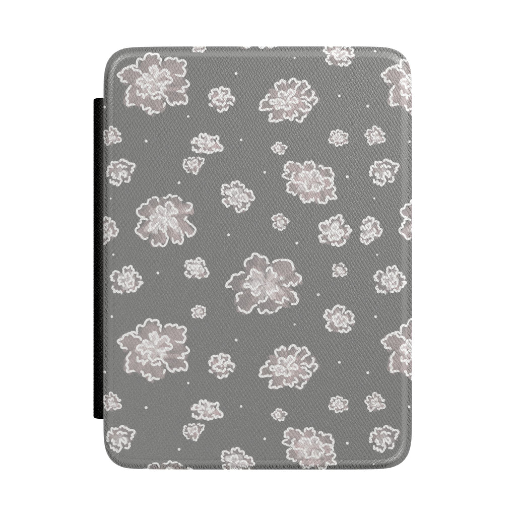 Floral Kindle Case — Soft Gray Vintage Flower E-Reader Cover
