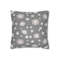 Floral Gray Decorative Pillowcase — Soft Rose Scatter Print