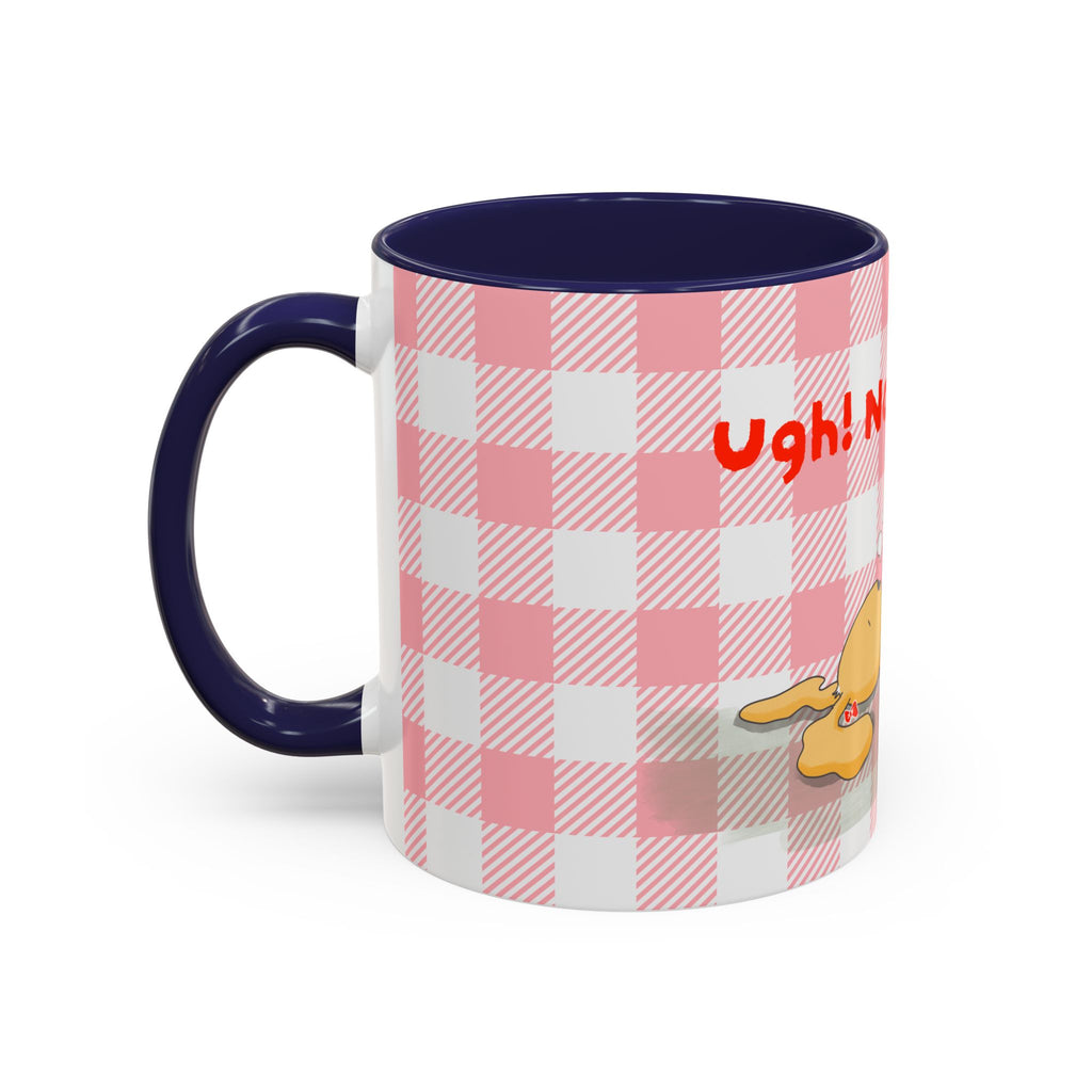 Coffee Mug — "Ugh! Not Today" Cute Lazy Bonnie Pink Check Plaid Accent Mug (11/15oz)