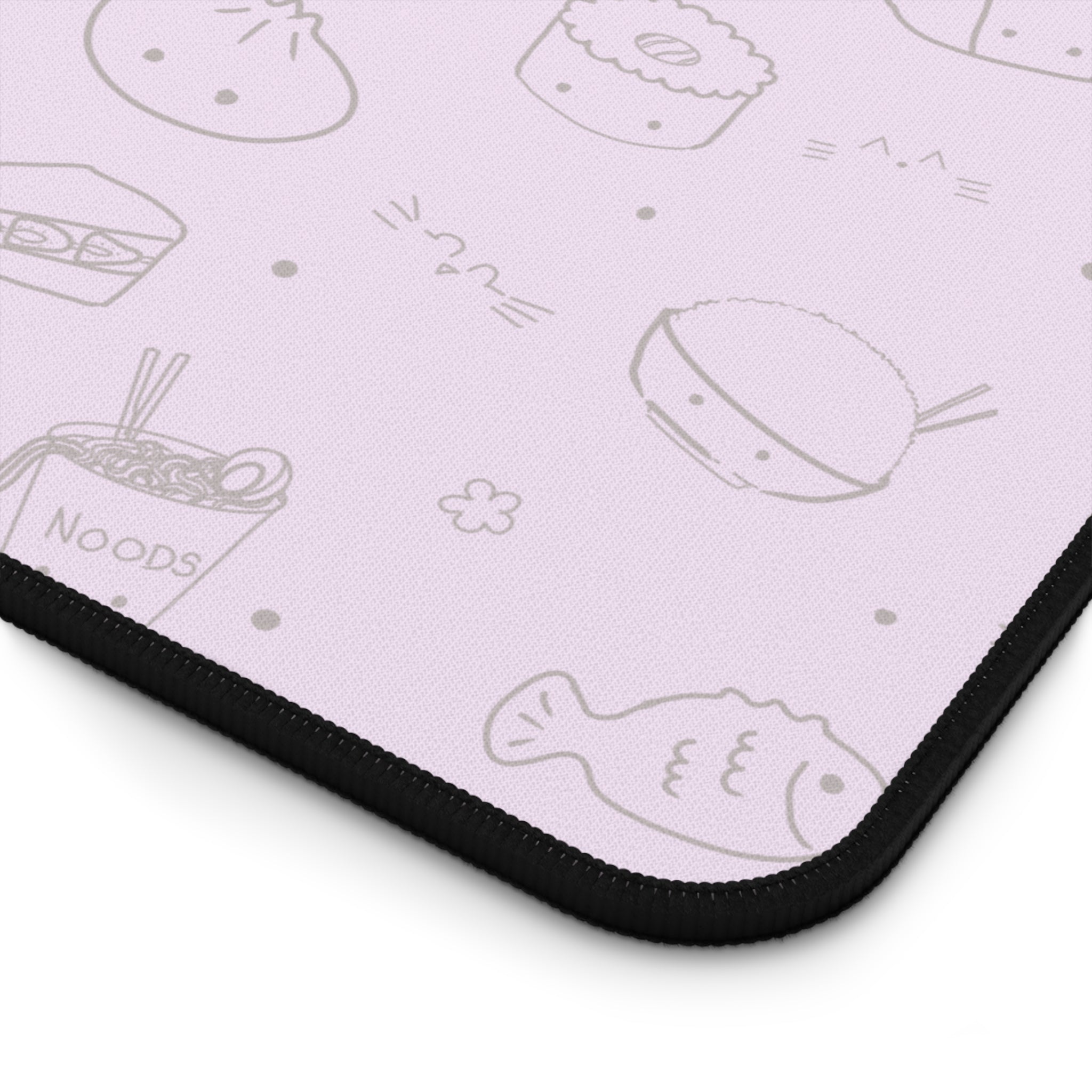 Kawaii Pink Doodle Desk Mat — Cute Food Pattern Mouse Pad