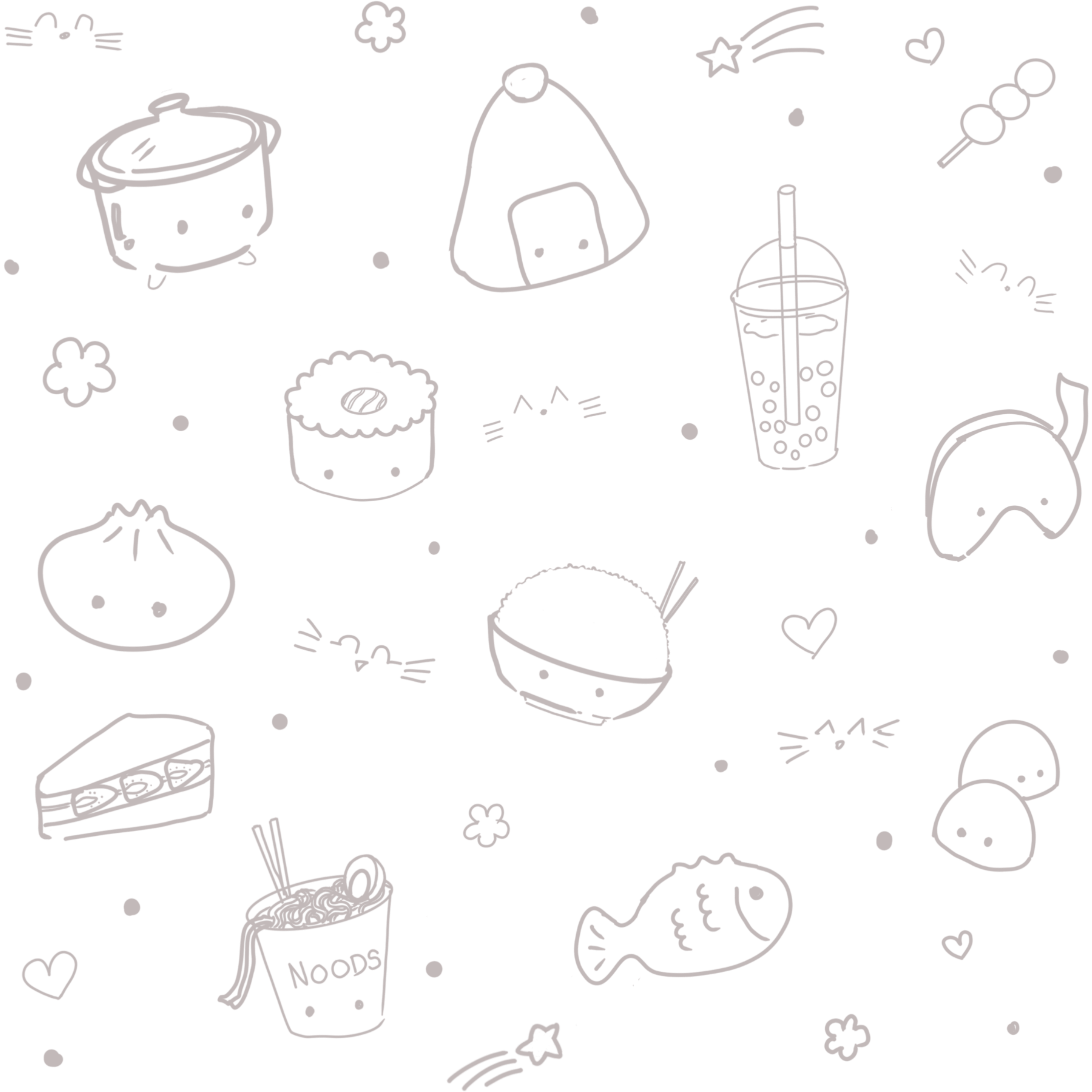 Kawaii Asian Snacks Pattern - Digital Download