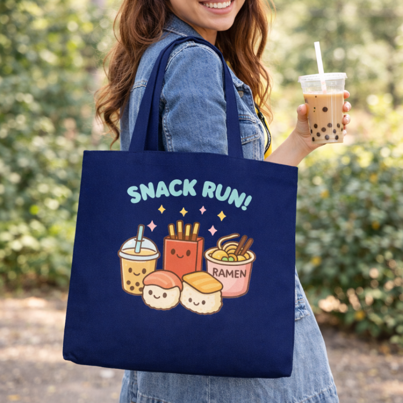 Kawaii "Snack Run" Tote Bag**Shop Partner