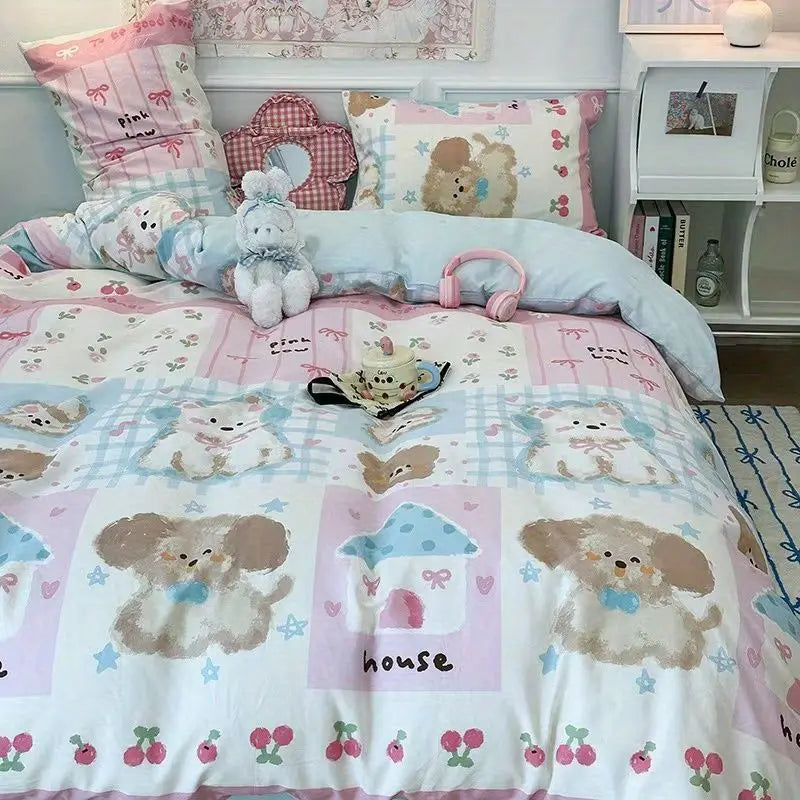 Kawaii Pastel Blue & Pink Bedding Set (>^o^<) Shop Partner