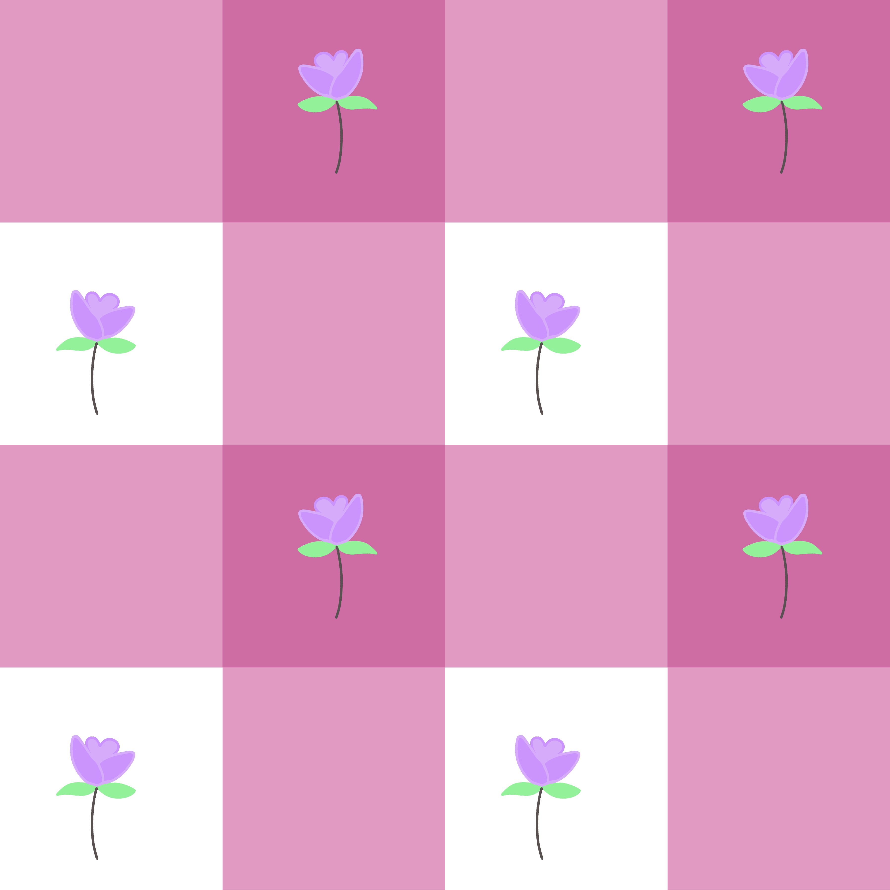 Pink Gingham Spring Tulip Seamless Tile (Digital Download)